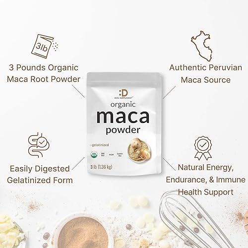 Miniatura 4 de Polvo de raíz de maca peruana orgánica, 3 libras, forma gelatinizada de fácil digestión, suplemento de superalimentos a base de hierbas para hombres