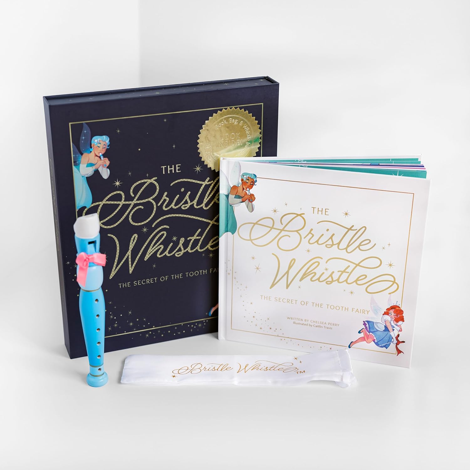 Bristle Whistle The Tooth Fairy Keepsake Gift Set – Includes Whistle, Storybook, Satin Tooth Bag – Fun Tooth Fairy Tradition for Kids