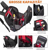 KINGSLONG Vízálló Laptop Hátizsák 15-17,3" - Kemény Héjú Motoros Hátizsák USB Porttal, Gamer és Utazó Táska, Fekete 4