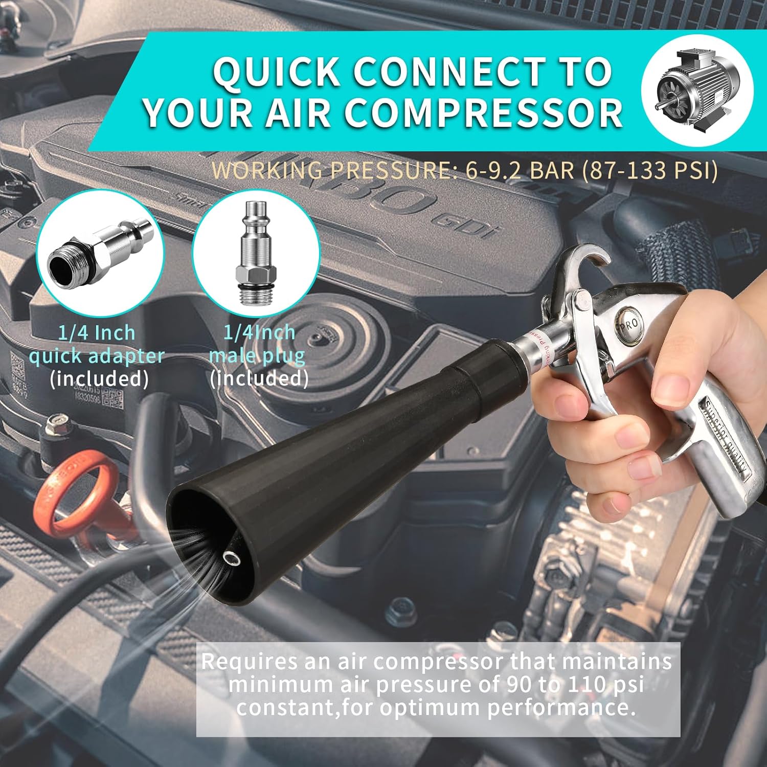 Air Blower Gun Interior Car Detailing Tools for Car Dry Cleaning with Nozzle and Dusting Brush (HCL-15-1)