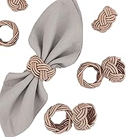 Vista 7 de Juego de 12 servilleteros bohemios elegantes, de rayón tejido a mano, color beige, resistente al desgaste, decoración de mesa para bodas, Navidad