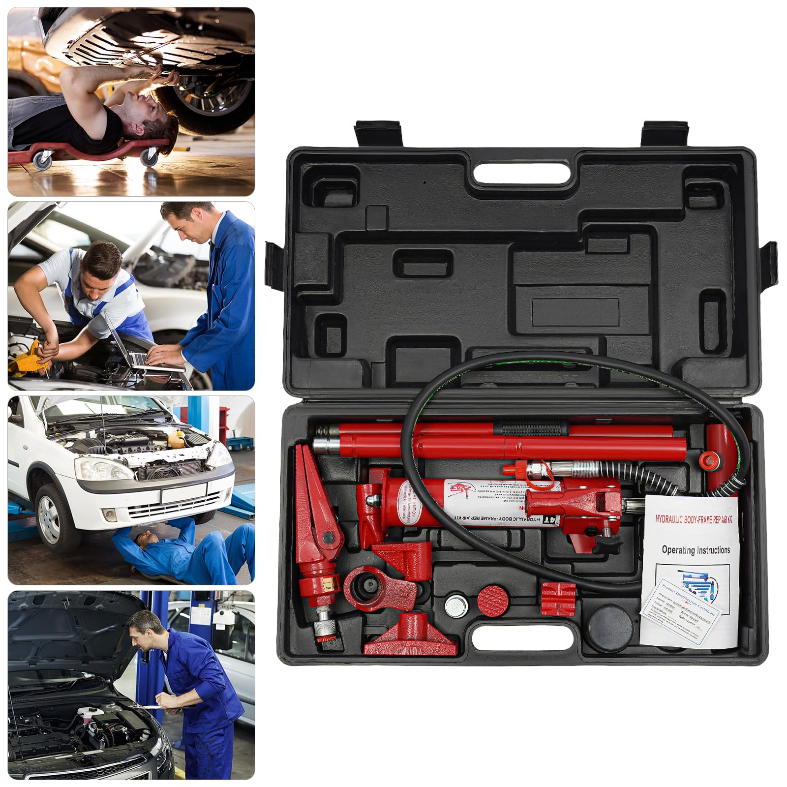 Martinetto idraulico da 4T, Pompa manuale idraulica, cilindro idraulico, pressa idraulica, Set di riparazione scocca idraulica, pressa per carrozzeria, Rosso