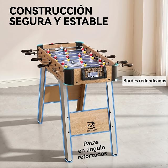 Foto 7 de 8 de SPORTNOW Futbolín de Madera Compacta 89x61,5x70 cm Morado