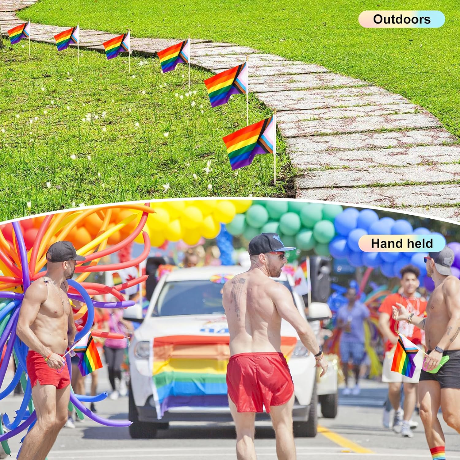 50 Pack Small Progress Pride Rainbow Gay Stick Flag Mini Hand Held LGBTQ Flags Decorations 5x8inch - Image 5