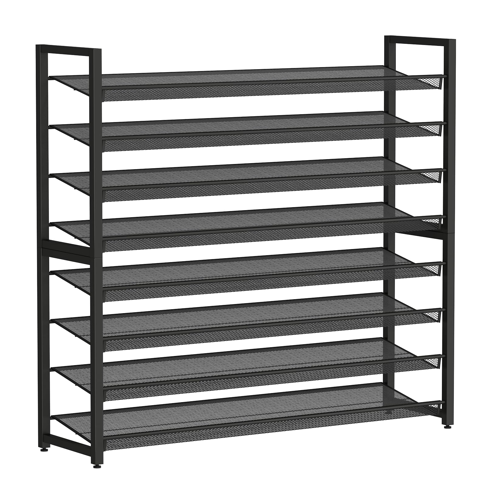 Metal Shoe Rack,Large 8 Tier Shoe Organizer, Heavy Duty Metal 4-Tier Stackable Shoe Storage Vertical Shoe Rack for Closet Front Door,Entrance,Entryway,Garage,Up to 50 Pairs,Black