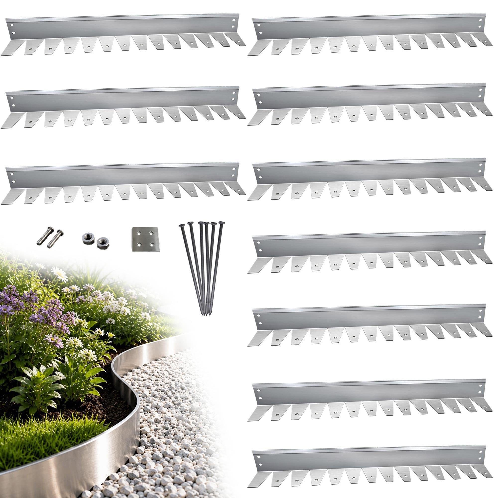 Bordure de Jardin en métal avec Accessoires, Paquet de 10, 33 Pieds