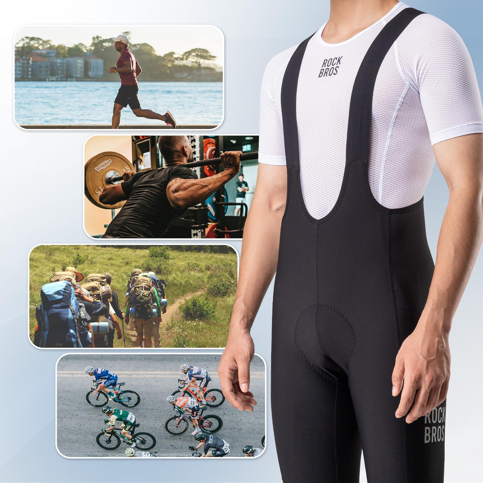 ROCKBROS Camiseta Interior Ciclismo para Hombre Ultraligero, Ropa Interior Deportiva sin Mangas de Verano Transpirable Secado Rápido para Bicicleta Running, M-XXL