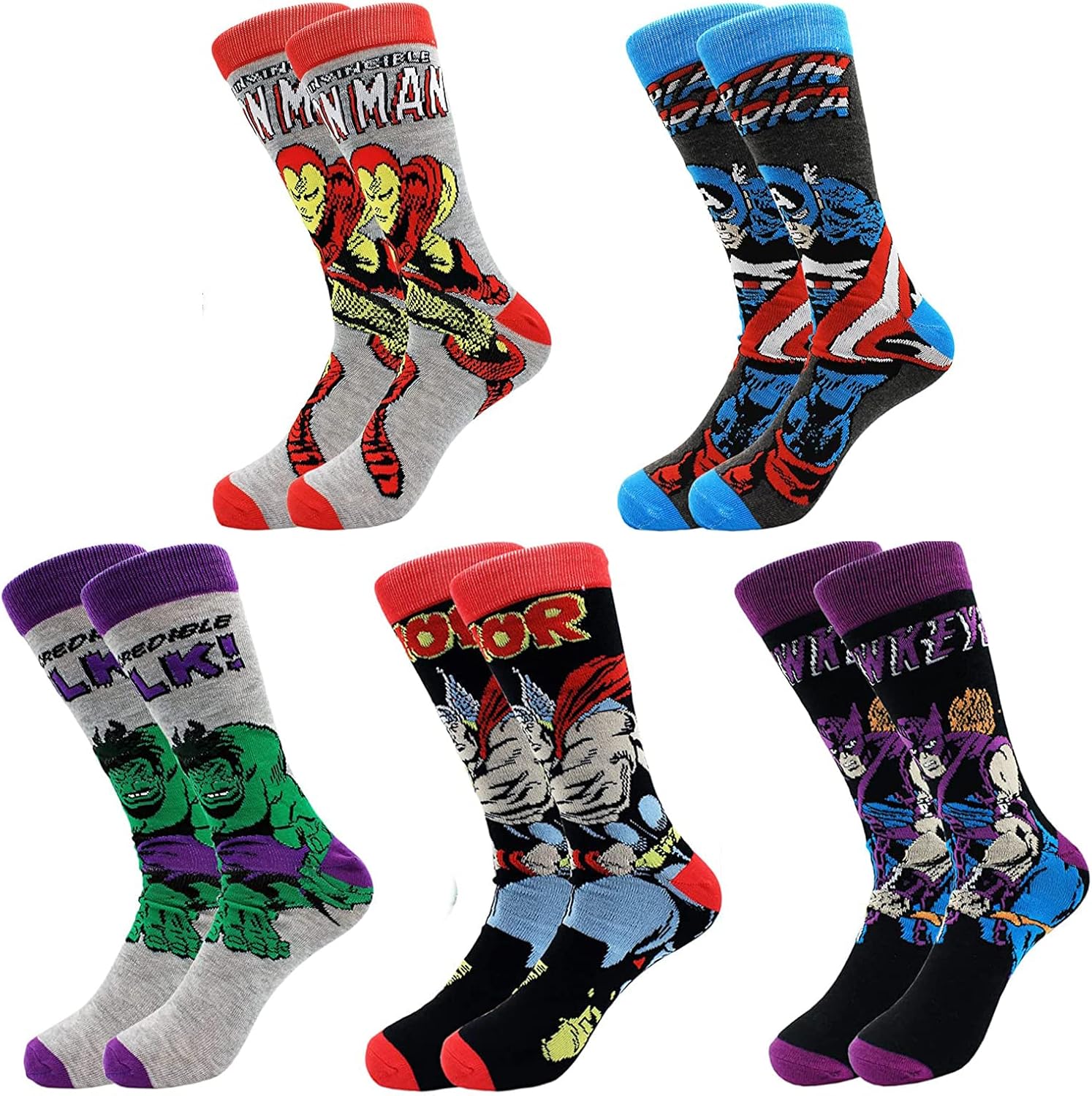 Classic Cartoon Character Patterned Dress Socks,Crazy Funny Cotton Socks Novelty Gift for Adult Teen(5 pack) - Image 7