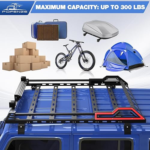 Miniatura 3 de Portaequipajes de techo rígido con luces LED para Jeep Wrangler JK JL 4 puertas 2007-2023