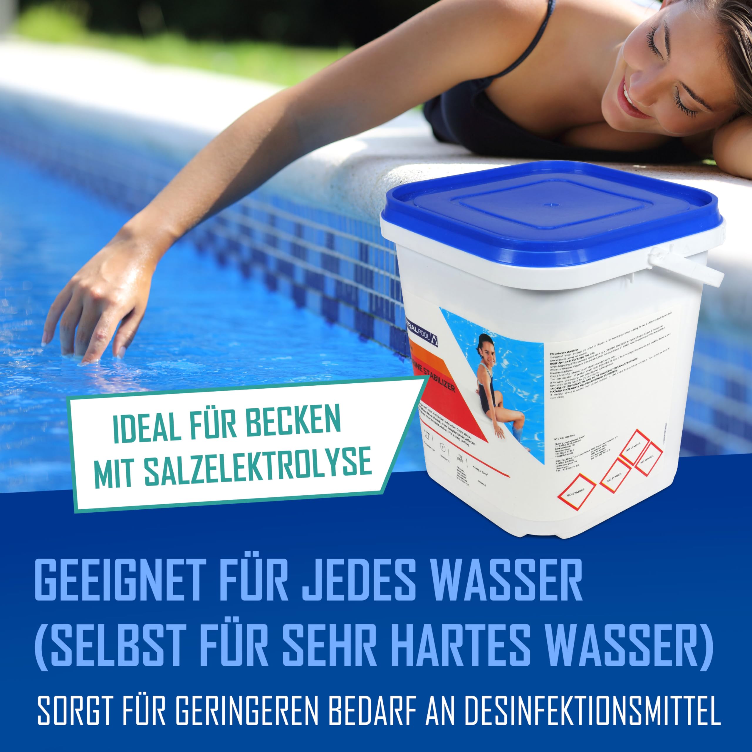 Astral Pool Chlor Stabilisator 4,5 kg - Verhindert Verlust von Chlor - langsam & rückstandsfrei löslich - Pulver - Ideal für Pools mit Salzelektrolyse
