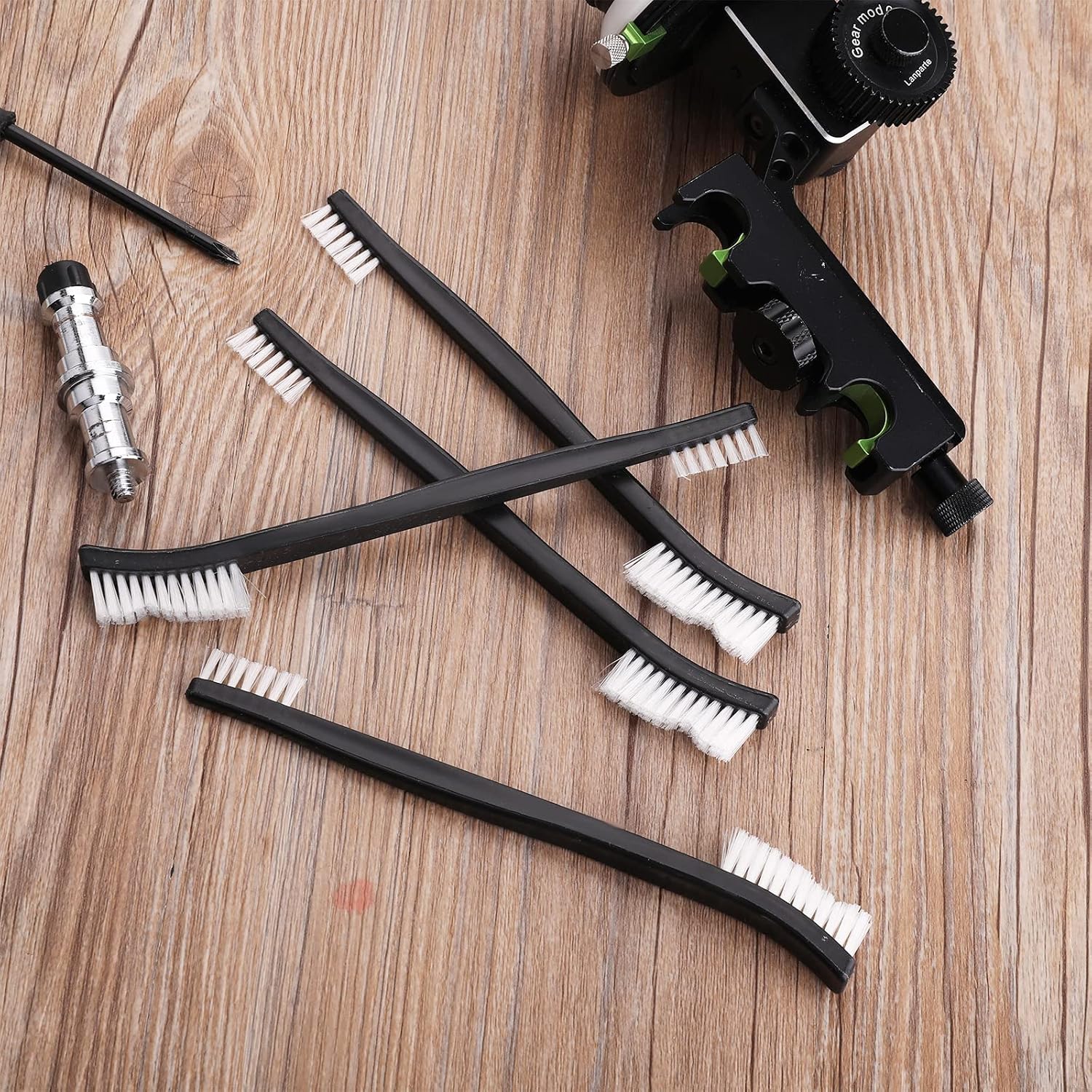 Abeillo Double-Ended Nylon Cleaning Brushes, Set of 9, Black & White, Plastic Handles, Ideal for All Kinds of Small Objects