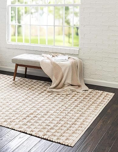 Miniatura 3 de Unique Loom Chindi Jute Collection - Alfombra rectangular de 5 pies 1 pulgada x 8 pies, color blanco y natural