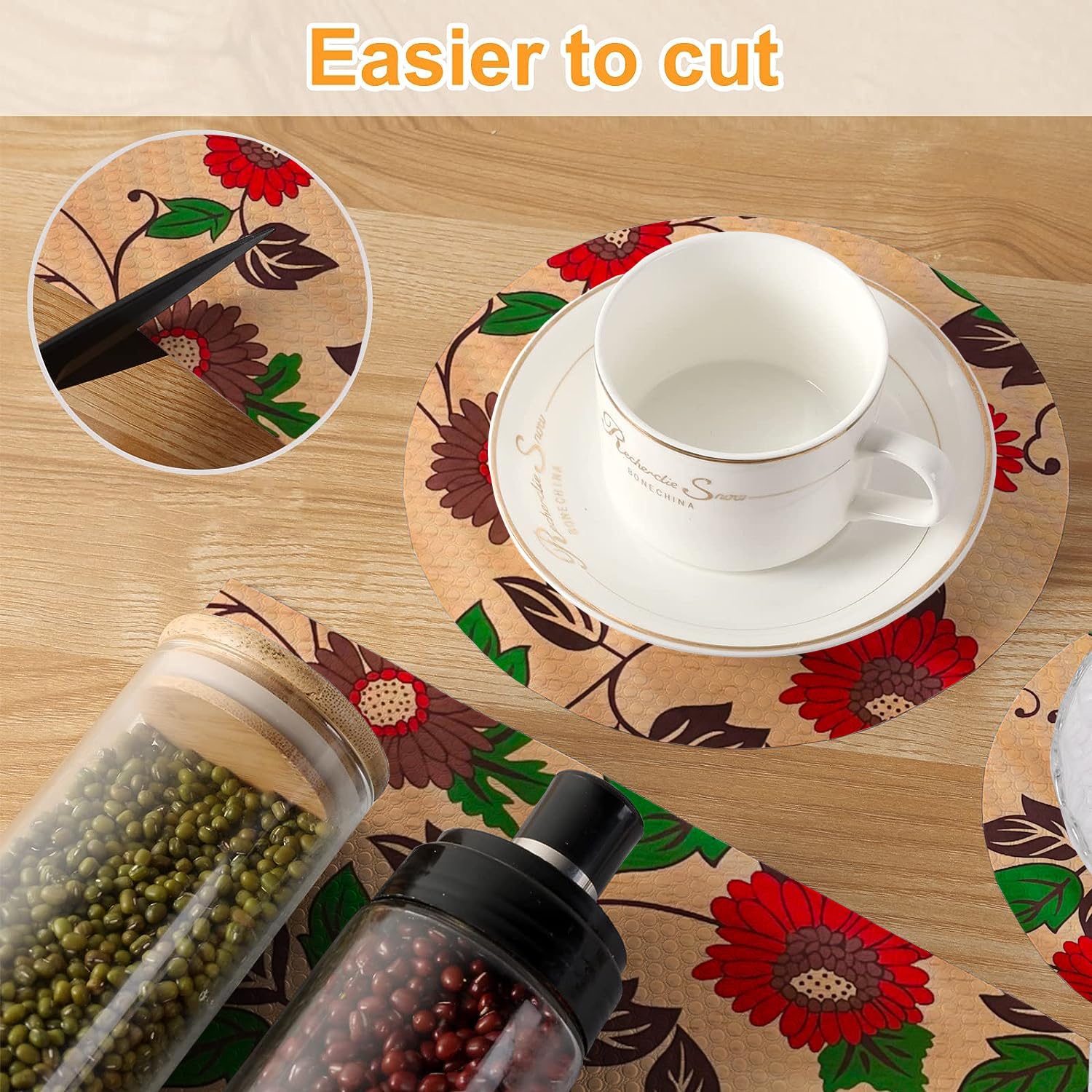 Vocal Store Kitchen Drawer/Cabinet Shelf Mat|PVC Material|Adjustable Size 10 Meter Roll, Brown - CDOJ-P33-10M 2