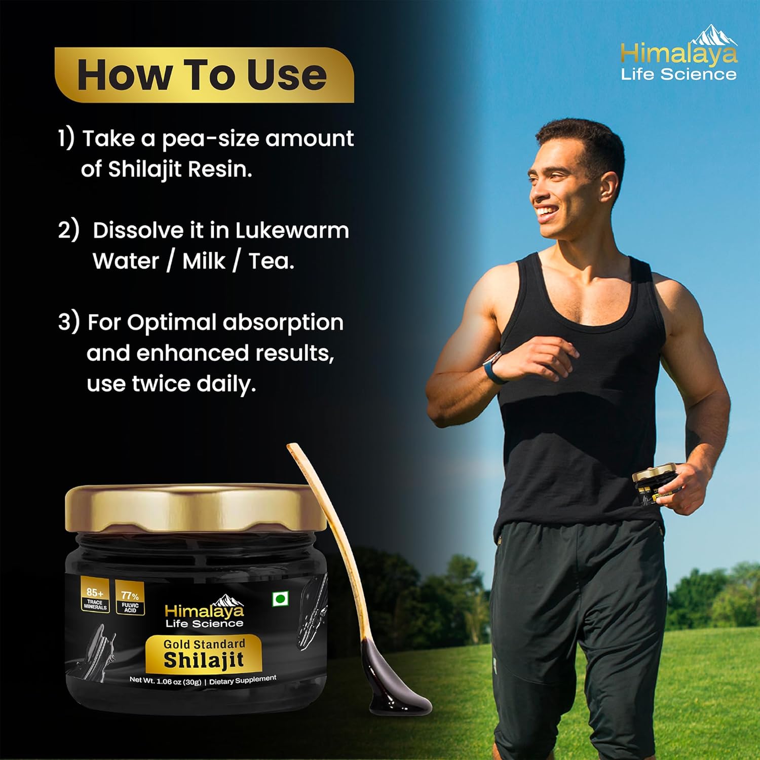 Pure Shilajit Resin | Most Potent Shilajit from India, Gold Grade for Men & Women, 75 Servings for Energy Boost, 85+ Trace Minerals, 77% Fulvic Acid, Lab Tested, 30g - Image 5