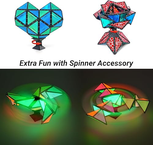 Miniatura 7 de TOSY Piedra Piramidal Magnética: 1 Cubo se Transforma en 1 Billón de Formas, 14 Piezas (12 Piezas de Rompecabezas y 2 Giradores), 243 Imanes, Regalo