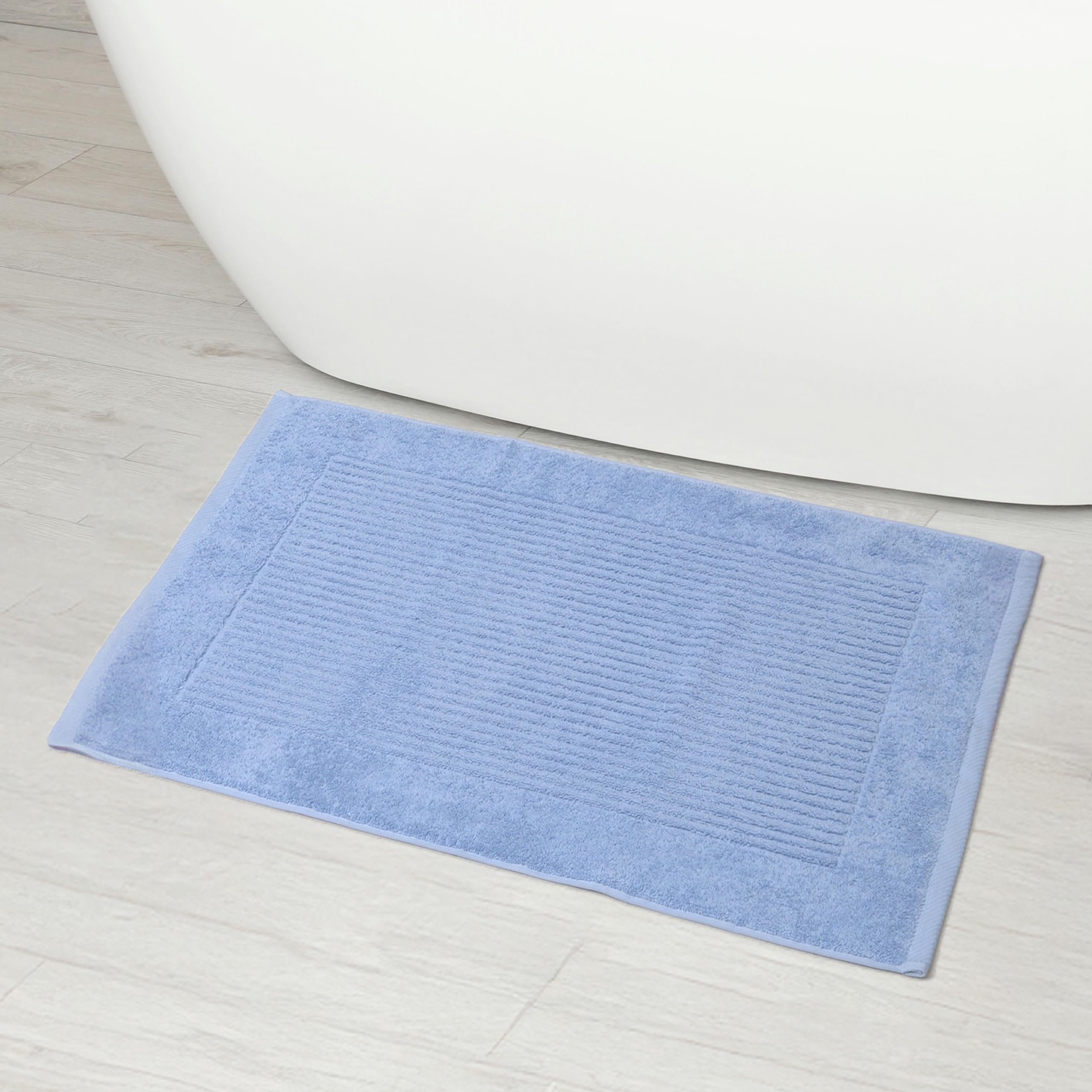 Linens Limited - Non Slip Bath Mat, Bathroom Accessory for Spa Experience, Soft and Luxurious, Turkish Cotton, Super Absorbent Long Rug, Machine Washable (Light Blue)