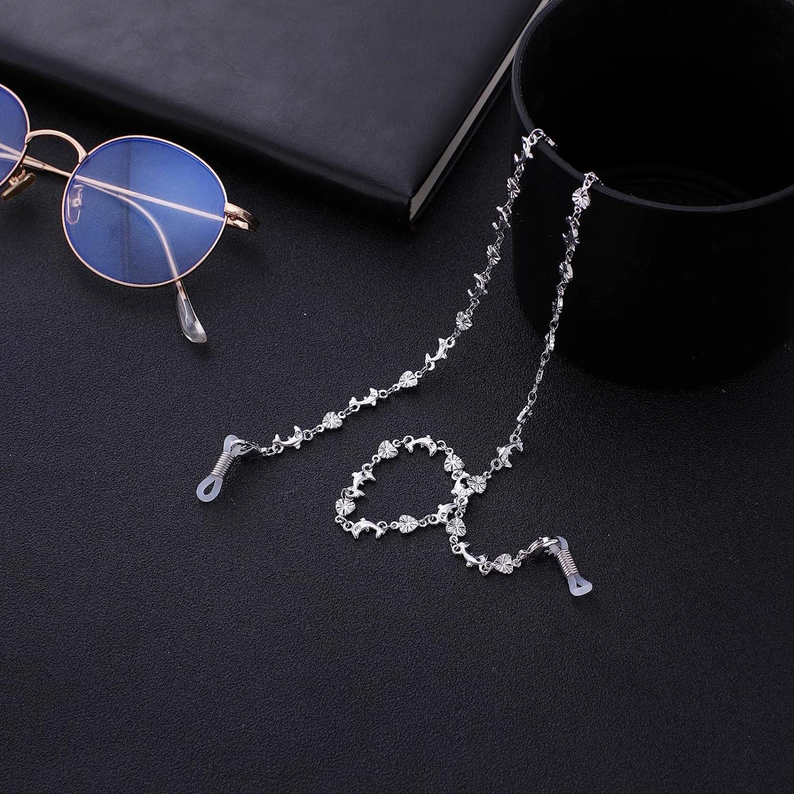 REVAHI Kupfer-Brillenkette mit Dekorationsbändern, Brillenbändern, Brillen, Sonnenbrillen, Kordel für Damen und Mädchen