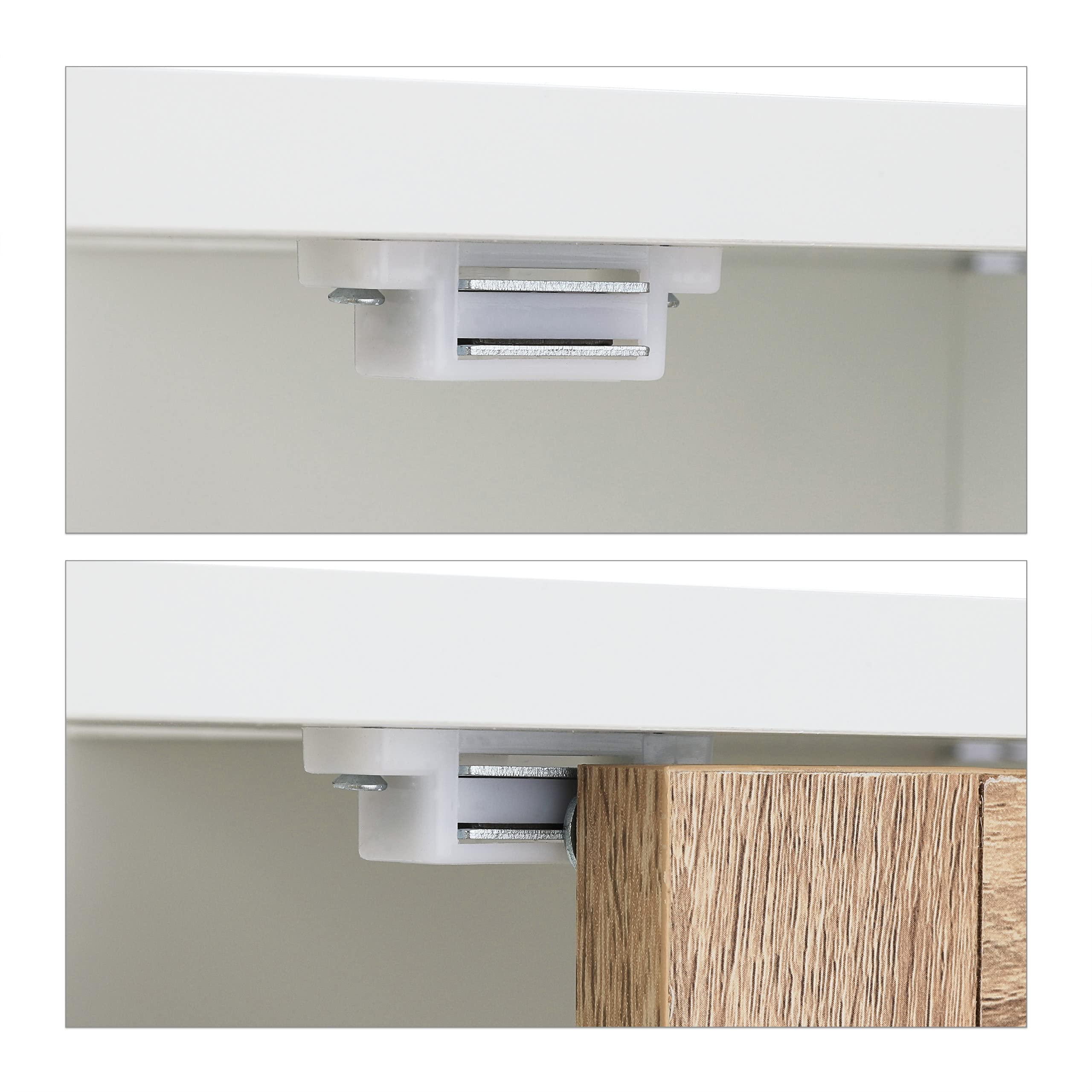 Relaxdays Mobiletto Sottolavabo a 2 Scomparti, Armadietto Lavandino, Ante in Rattan, Spazio per Sifone, Bianco Naturale