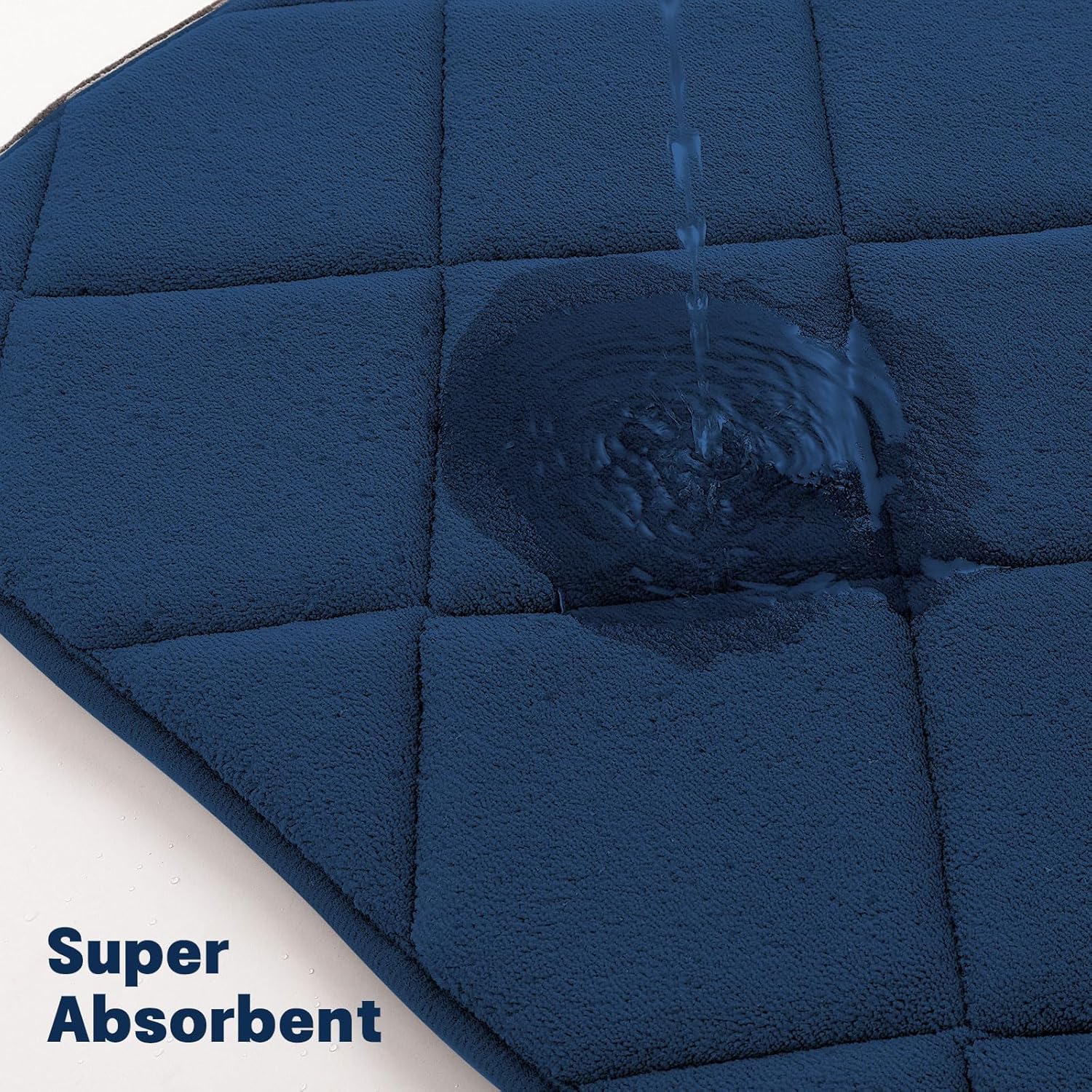 YIHOUSE Memory Foam Bath Mat, Navy Blue Bathroom Rug Set, Soft Non Slip Bathroom Mat, Water Absorbent Bath Rug for Toilet and Floor - Image 6