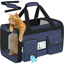 HUANLANG Cat Carrier Airline Approved,Soft-Sided Dog Carriers for Small Dogs Medium Cats,Pet Travel Carrier Up to 20 Lbs,Collapsible Cat Bag
