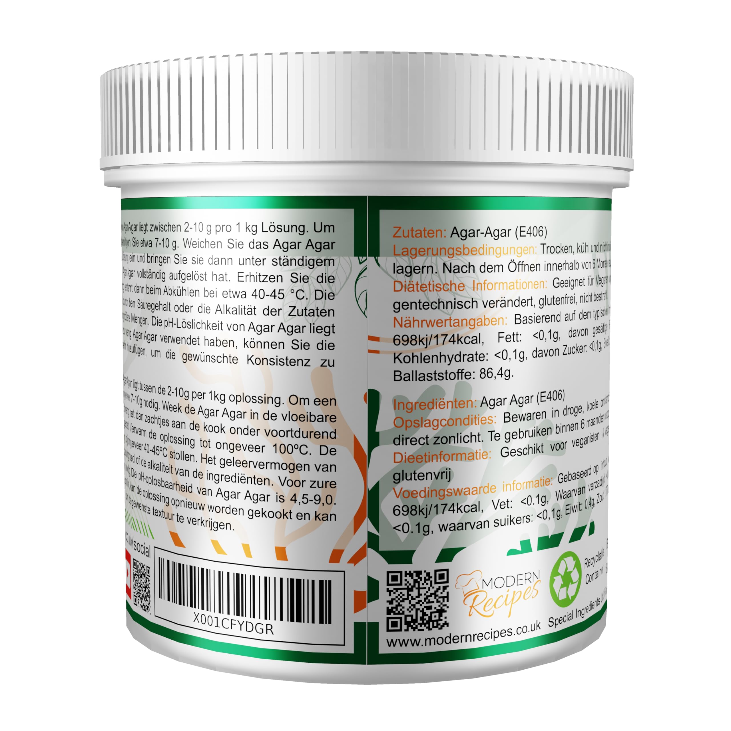 Special Ingredients Agar Agar 500g Höchster Qualität, Vegan Gelatin, GVO-frei, Glutenfrei, EU-Ursprung