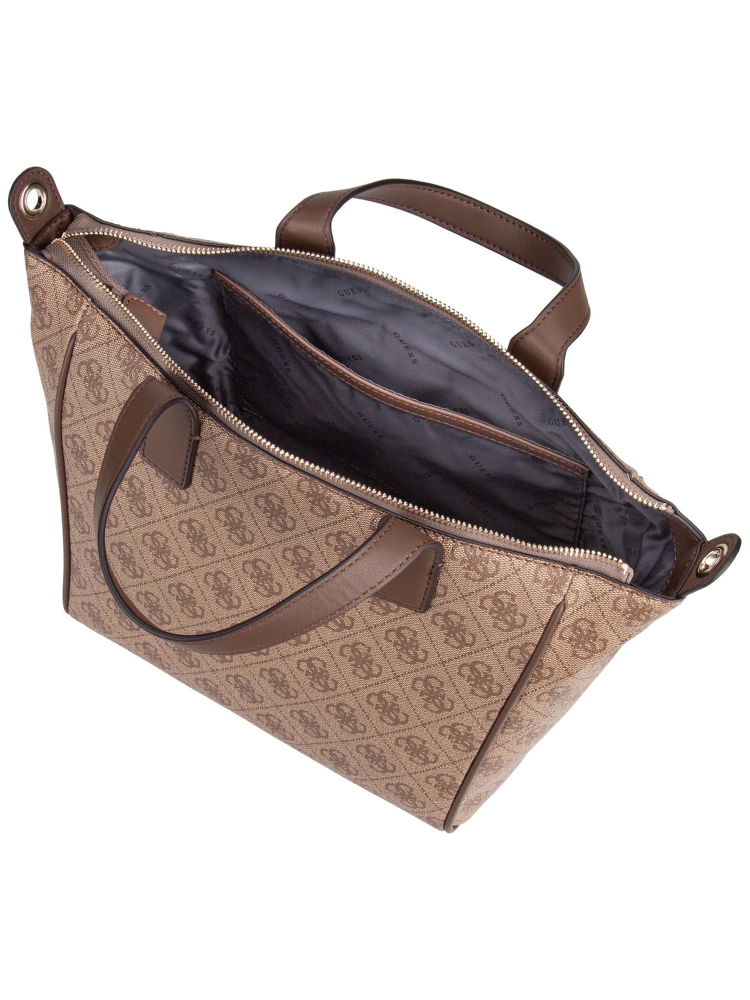 GUESS bolso de hombro Follie Small Tote Bag Latte Logo marrón