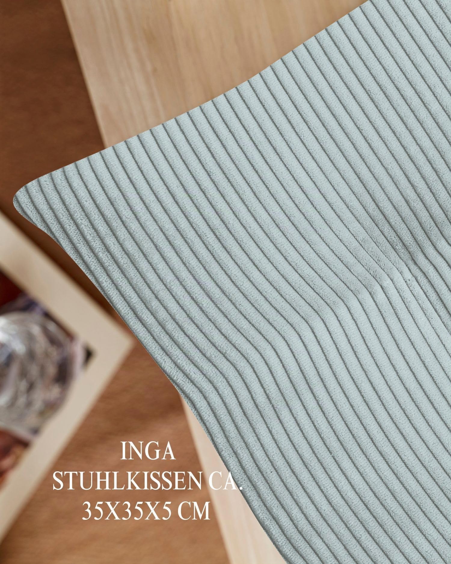 MAGMA 2er Set Inga Stuhlkissen ca. 35x35x5 cm Cordstoff (Mint)