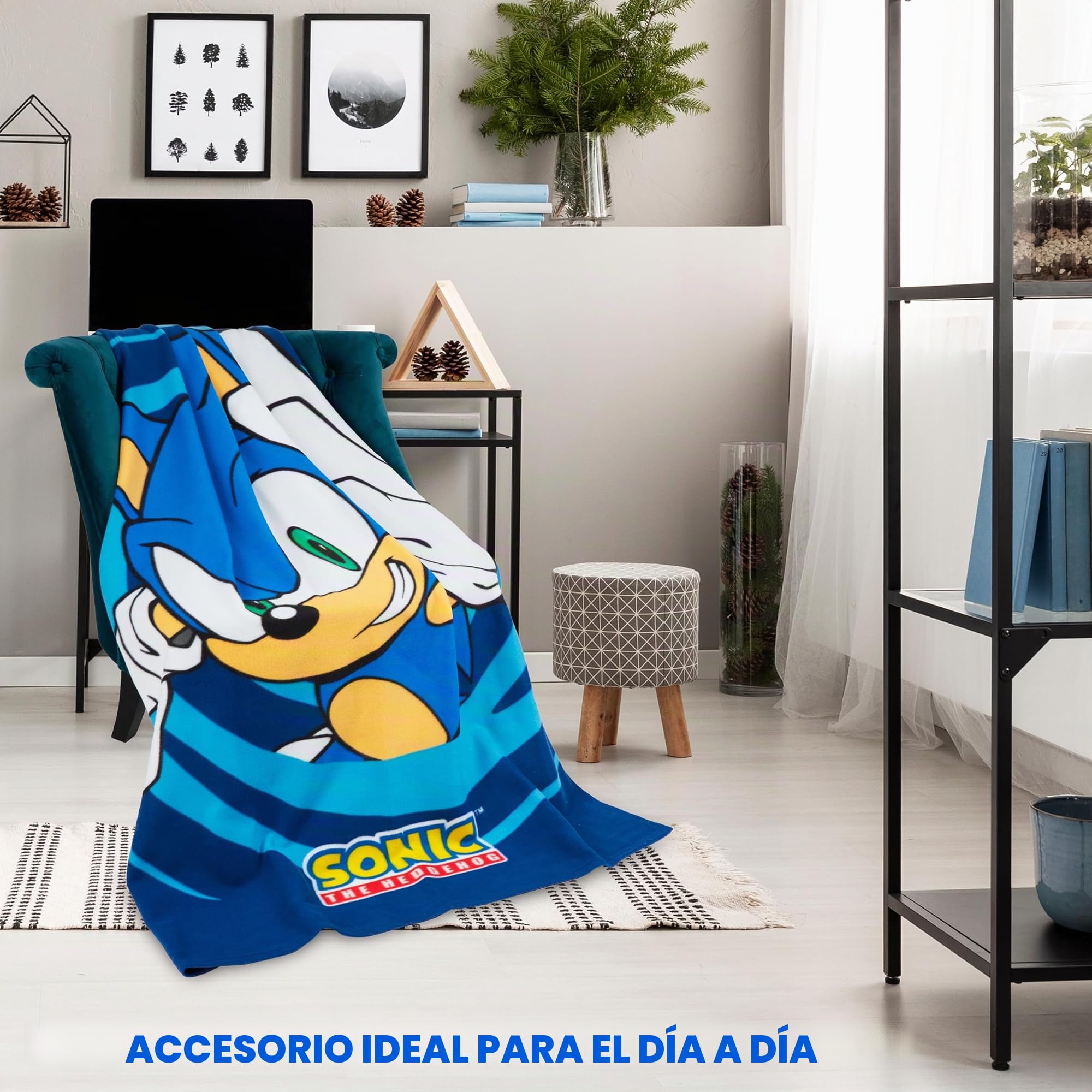Get Trend Sonic The Hedgehog Manta Polar Infantil, Manta Suave para Cama y Sofá de 100 x 150 cm, Accesorio de Cama, Regalos Gamer