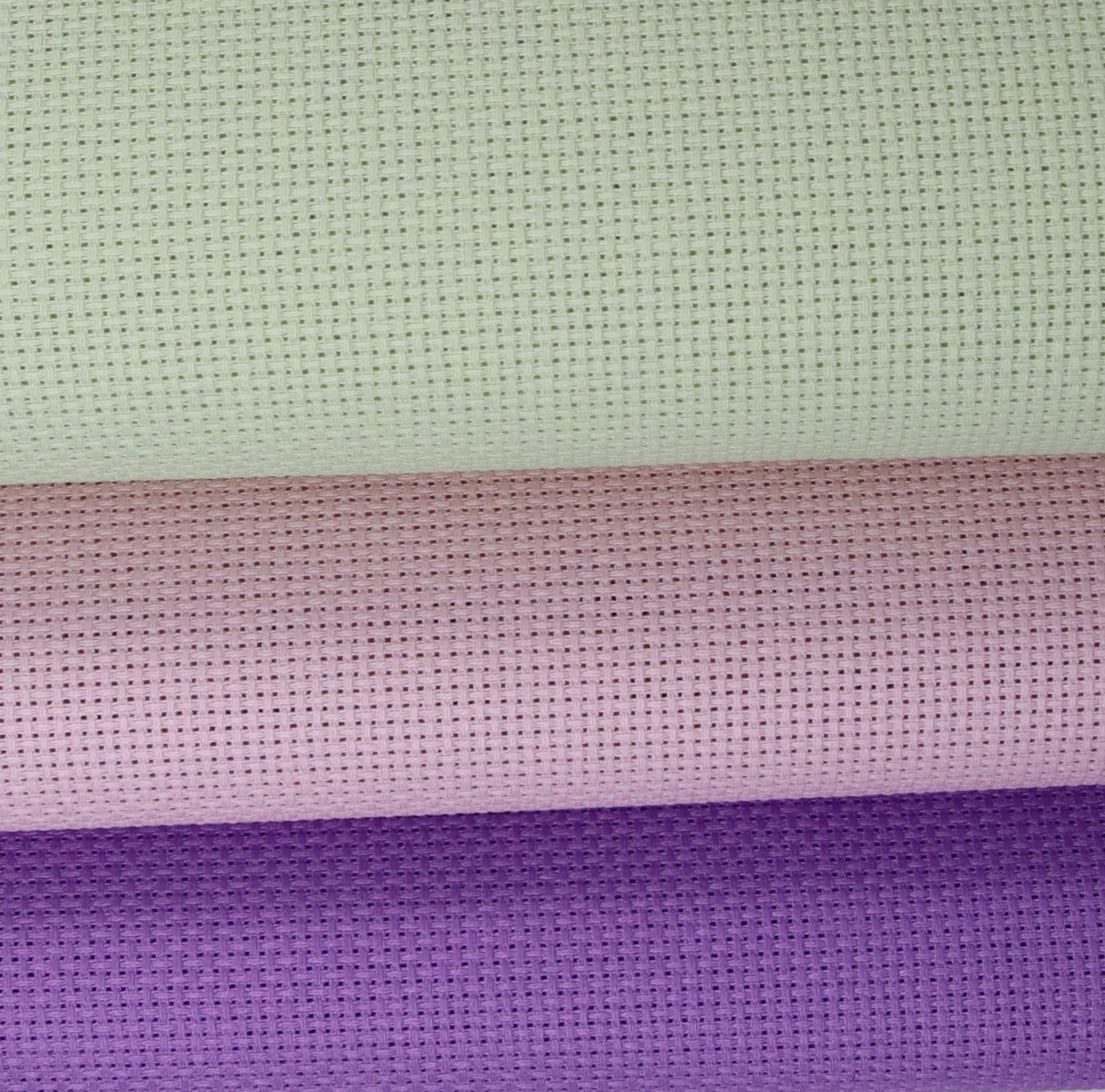 KCS 3 pc of 15" x 18"(38cmx45cm) Counted Cross Stitch Cotton Aida Cloth Needlework Rolled Fabric Box,14CT,Lavender+Pink+Light Green