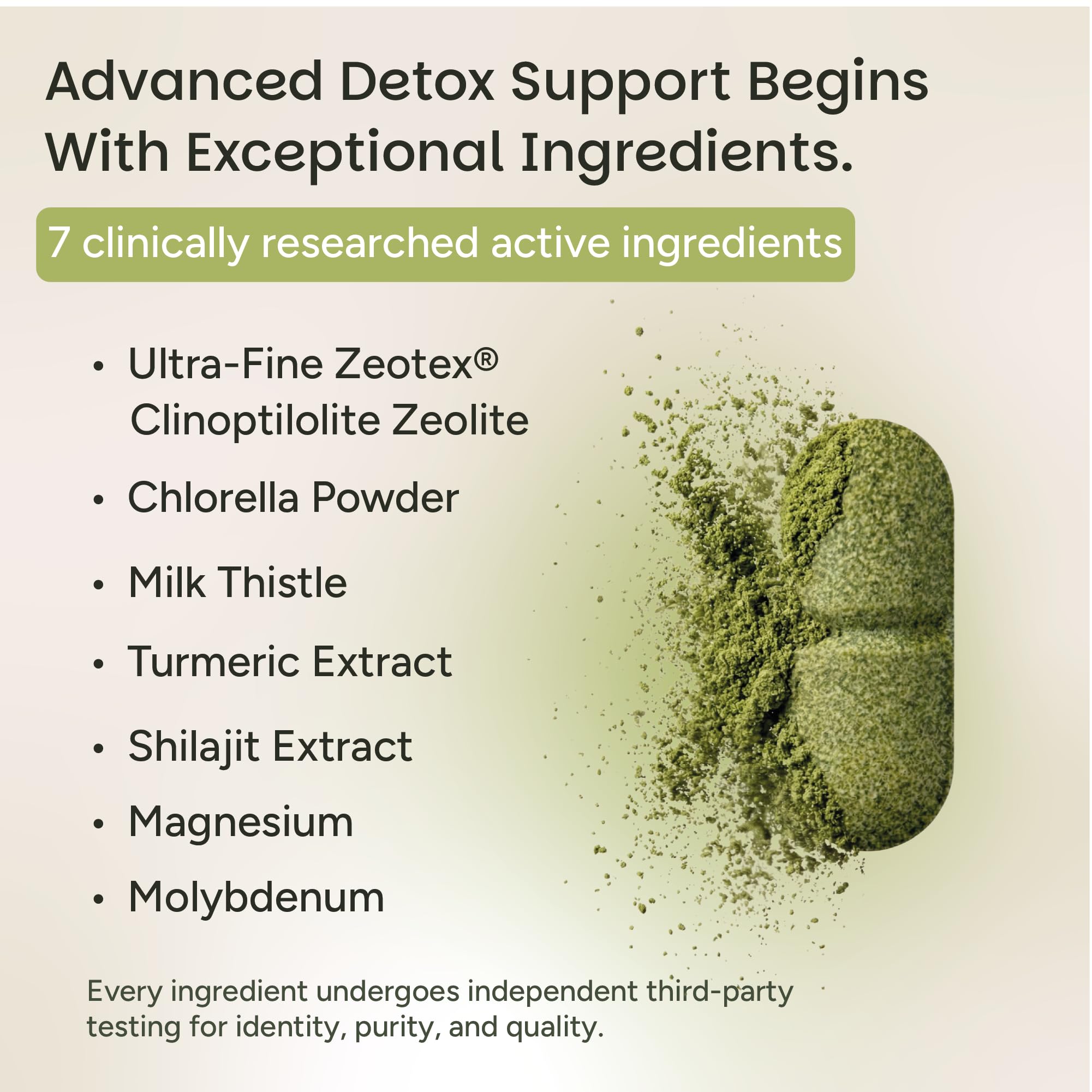 Harmonex Zeolite Heavy Metal Detox | Zeolite Binder with Chlorella, Shilajit & Milk Thistle | Gut & Liver Support, Micronized for Absorption, 2500mg, 100 Vegan Tablets — Amazon image 3