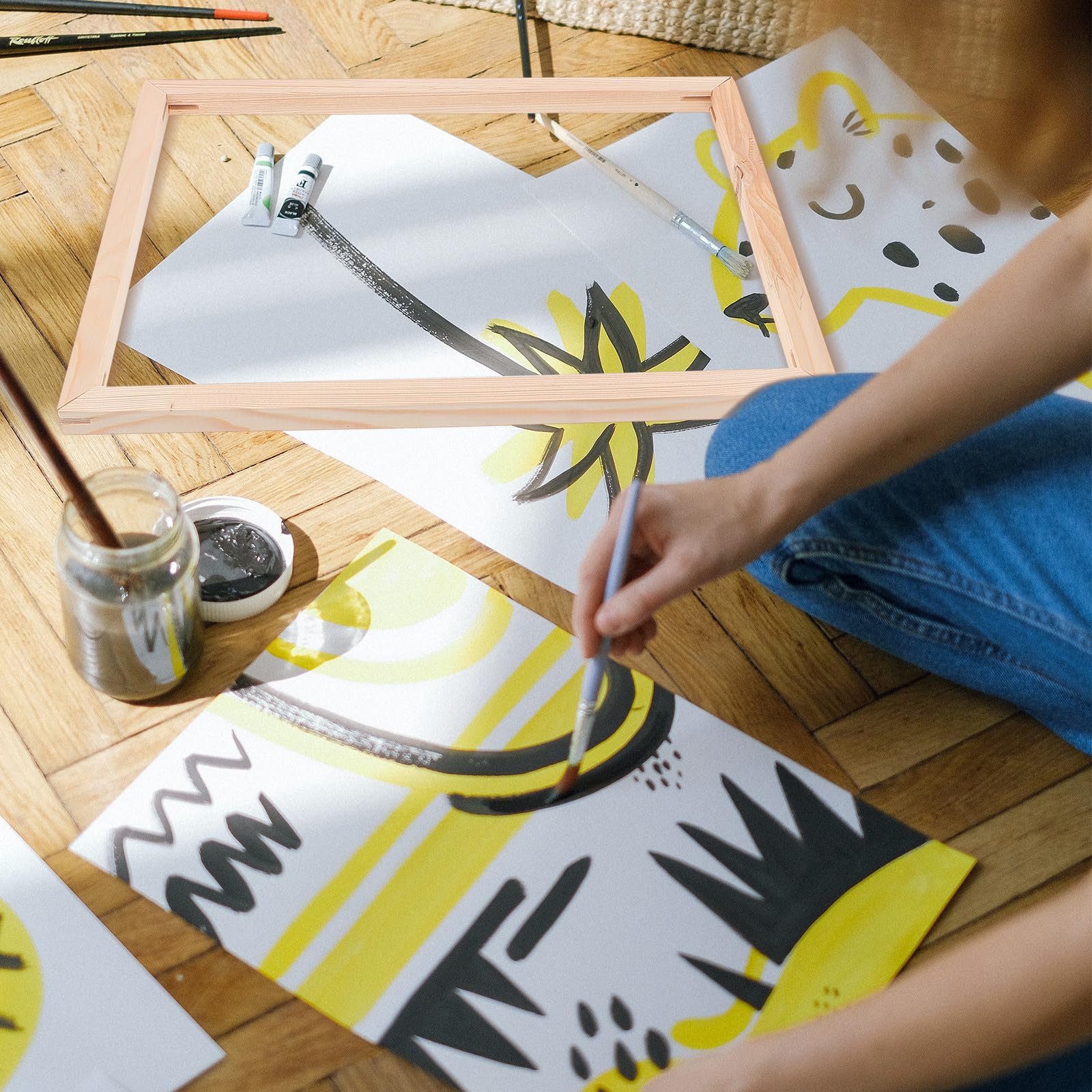 DOITOOL Juego de Marco de Madera para Lienzo DIY sin Rebabas, Bastidor Práctico para Óleo, Tamaño 40x50 Cm, Adecuado para Arte y Manualidades