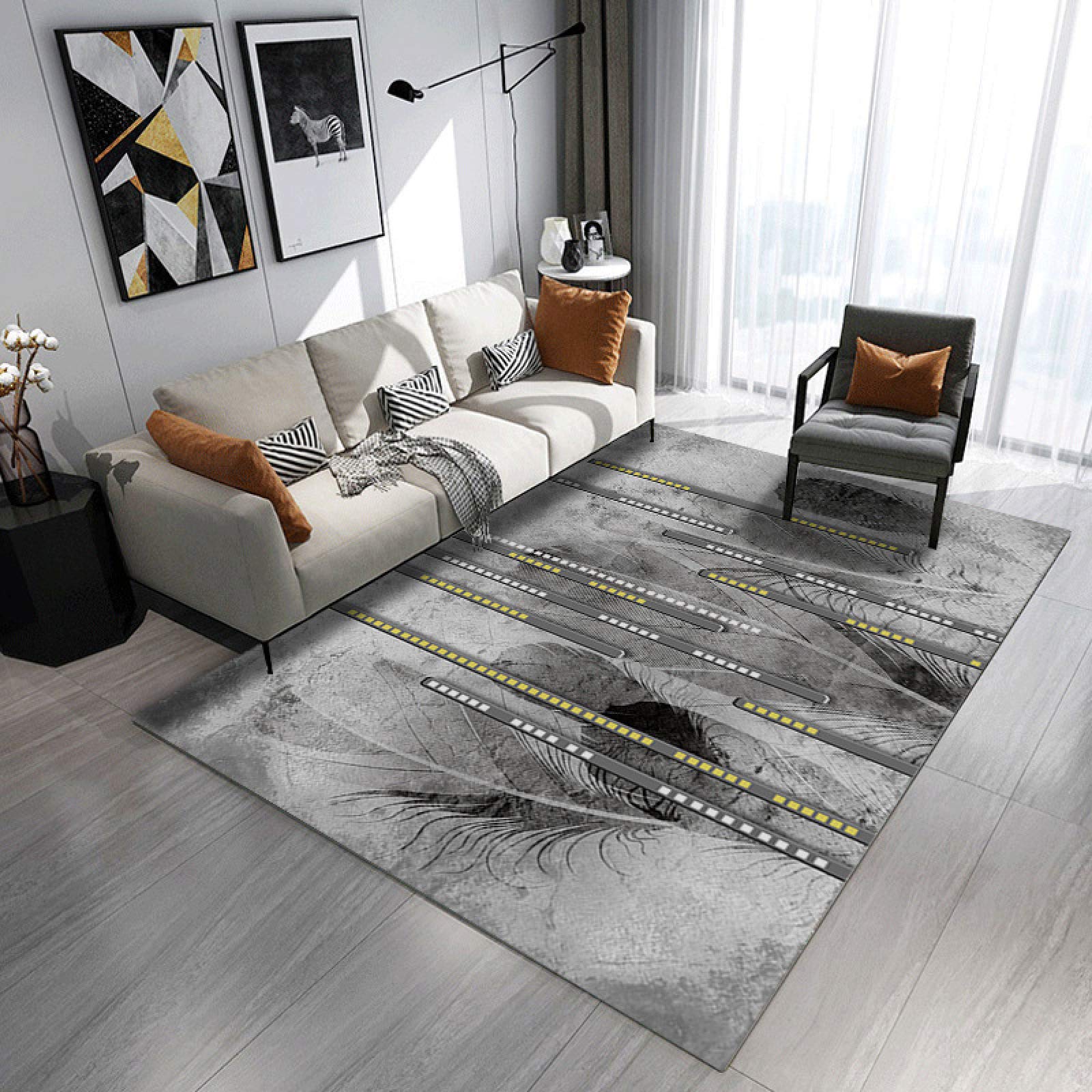 Grand tapis nordique lavable et antisalissure fini les glissades au salon