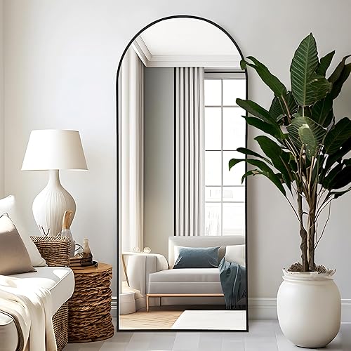 Miniatura 3 de NicBex Espejo arqueado de longitud completa, marco de aleación de aluminio de 64 x 24 pulgadas, espejo de cuerpo completo con soporte, negro, de