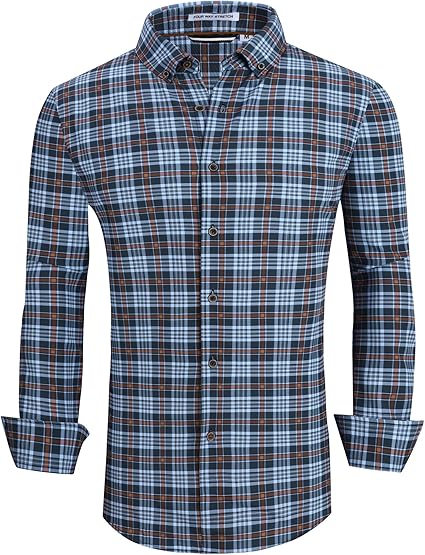 Alex Vando Mens Button Down Shirts Wrinkle Free 4-Way Stretch Print Business Casual Shirt