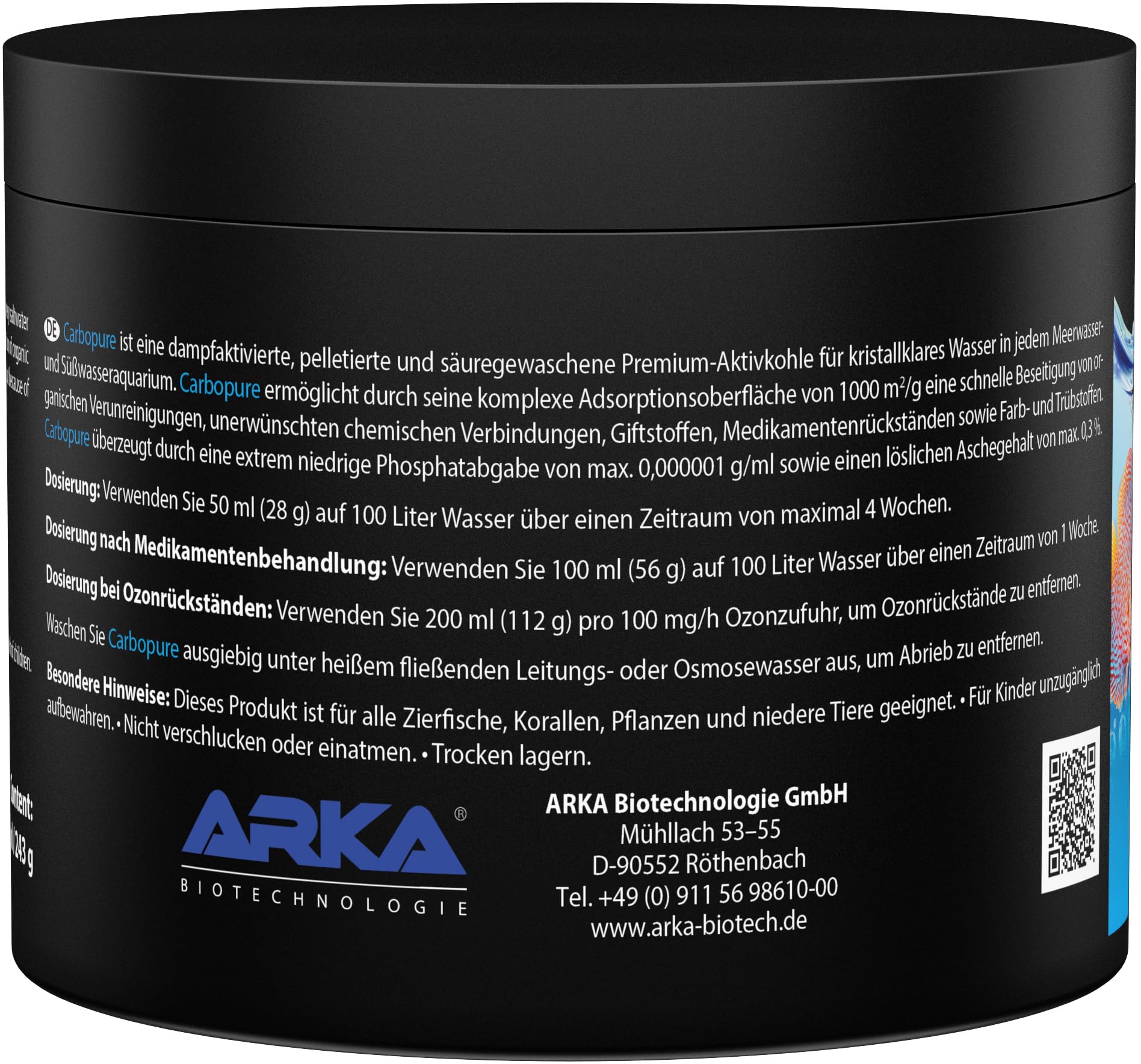 Carbón Activo Acuario – ARKA Carbopure 500 ml / 243 g – Elimina turbidez, restos de medicamentos y colorantes – Agua Clara en Horas – Dulce y Marino – Lavado ácido y Activado al Vapor — view 2