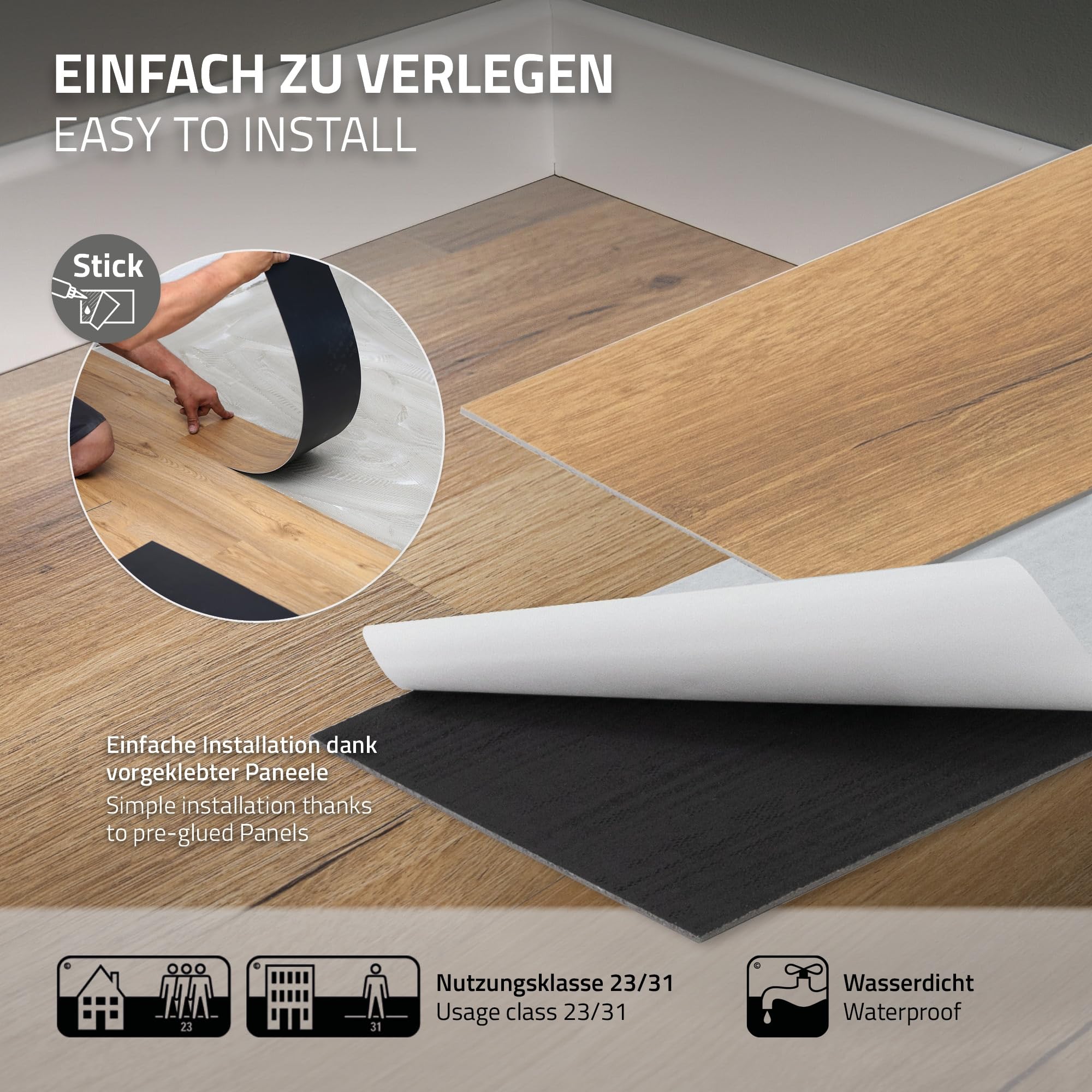 ML-Design Lames PVC Adhésives Effet Chêne Rustique, Revêtement de Sol en Vinyle Autocollant, Imitation Parquet, Imperméable, Installation Facile, 91,5 cm x 15,3 cm x 2 mm, 32 Pièces / 4,46 m²