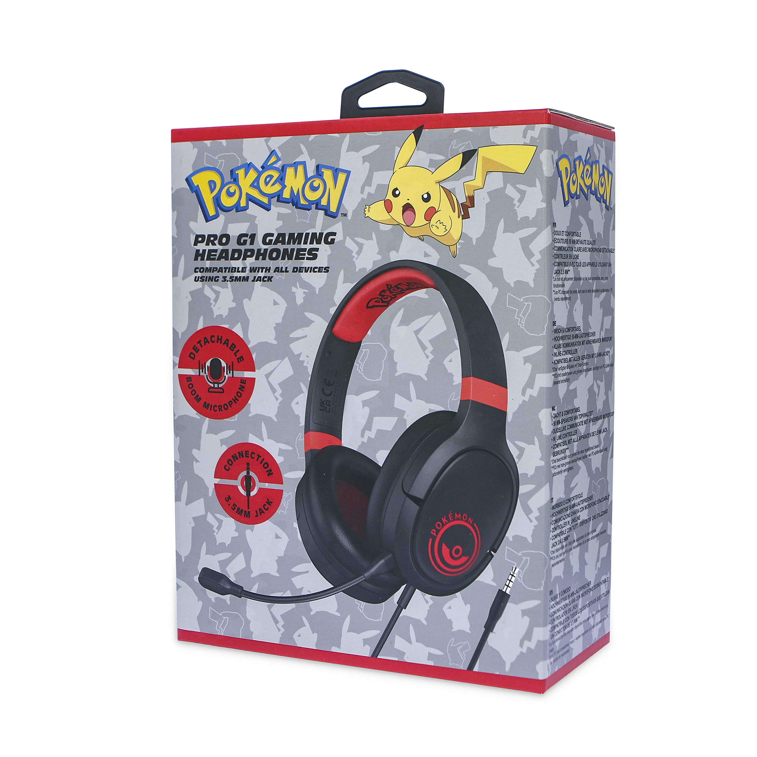 OTL TECHNOLOGIES Cuffie da Gioco Pokemon Blackred Pro G1, Non Specifiche per la Macchina