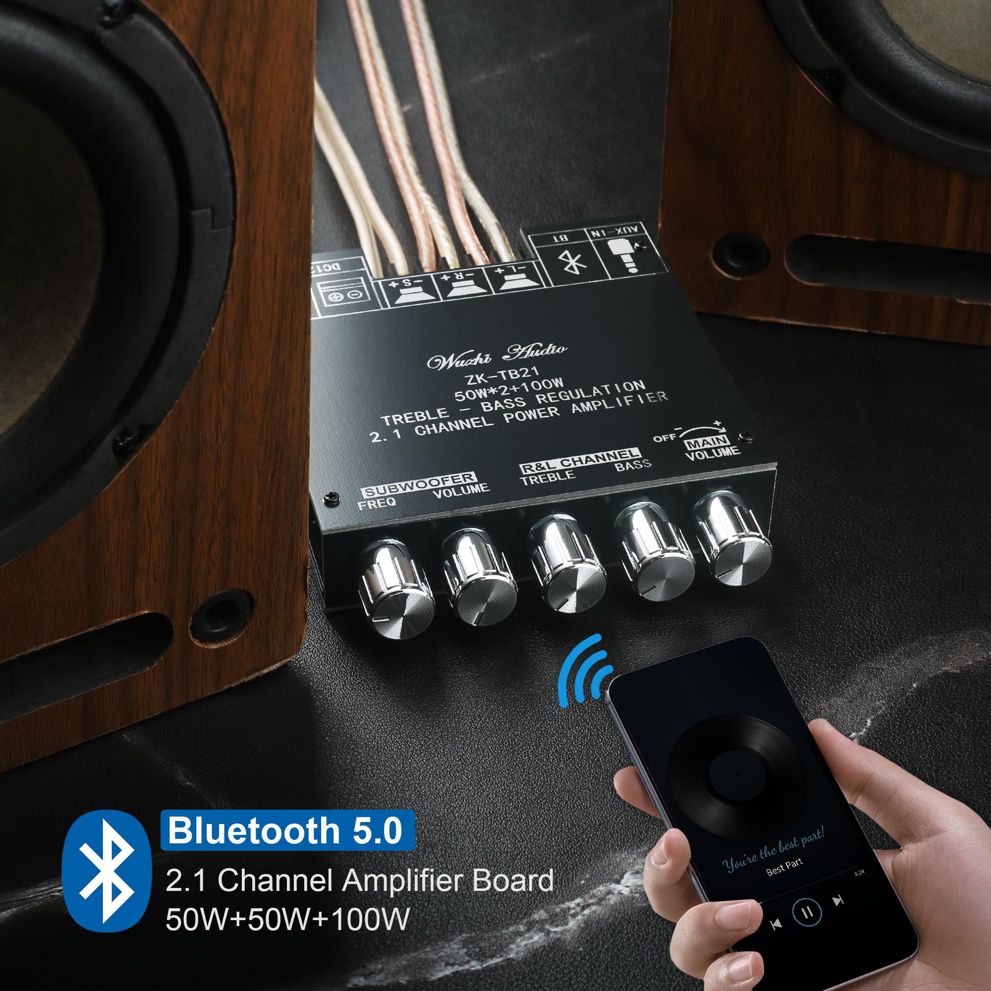 Amazon.com: ZK-TB21 50W+50W+100W 2.1CH Bluetooth 5.0 Subwoofer