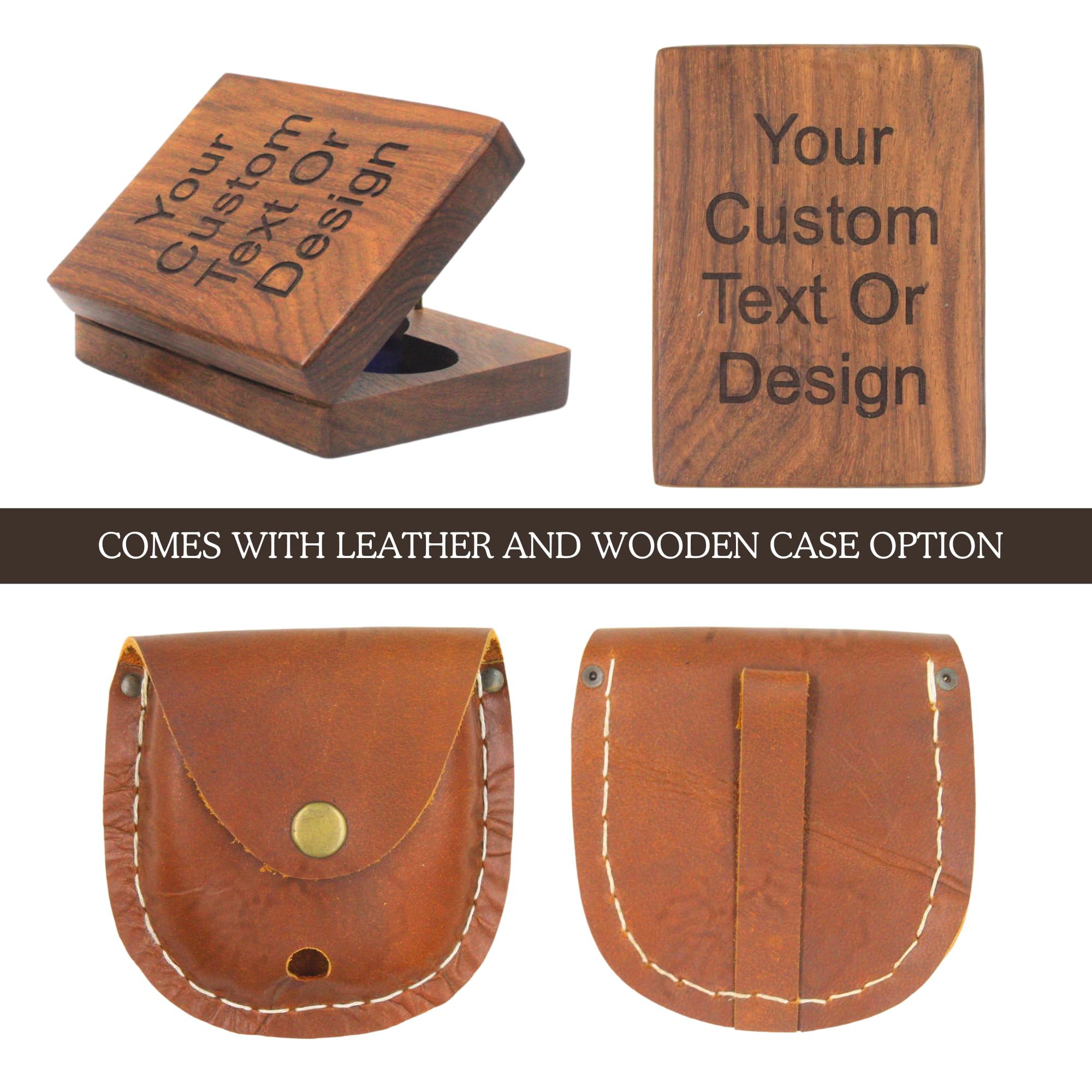 Boussole en laiton personnalisée - Cadeau personnalisé pour homme avec étui en cuir personnalisable et boîte en bois - Cadeau personnalisé pour anniversaire, mariage, anniversaire, retraite