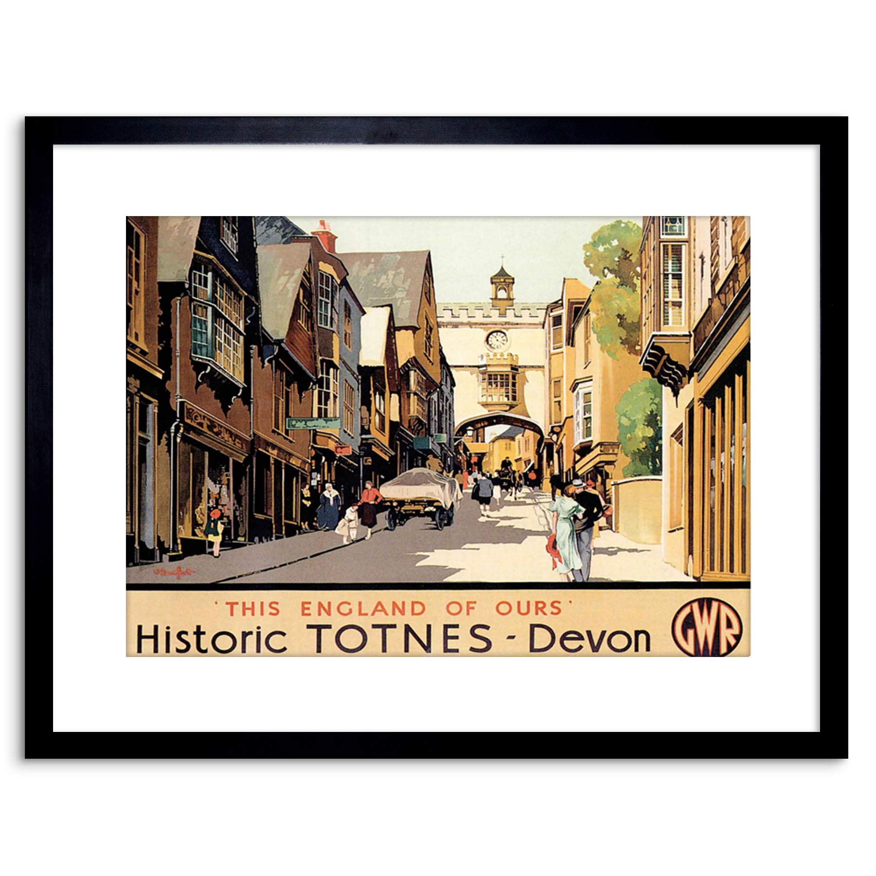 Wee Blue Coo TRAVEL TOTNES DEVON GWR OLD TOWN UK VILLAGE HIGH STREET FRAMED PRINT F97X6959
