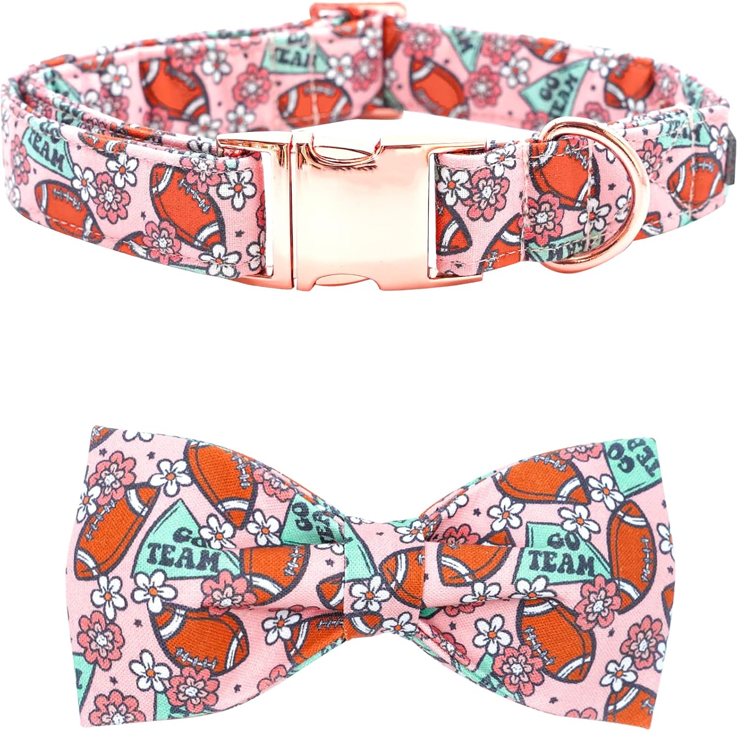 Bobo Rainbow Dog Collar Rugby with Flower Dog Collar