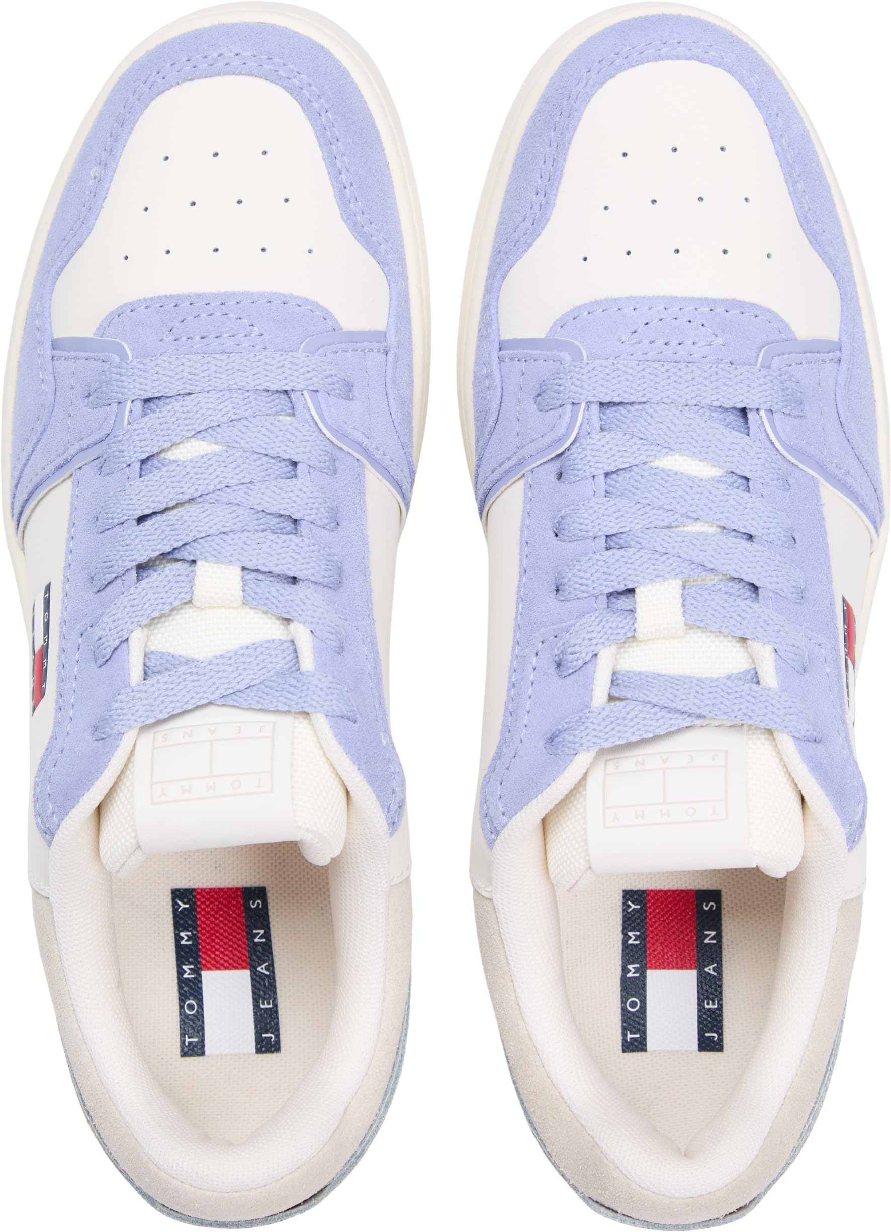 Tommy Jeans Donna Sneakers con Suola Alta Retro Basket con Lacci, Multicolore (Gulf Sand/Periwinkle Dust), 40