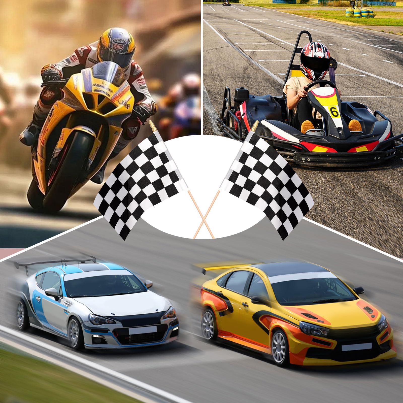 Fancy Racing Flags Snapklik.com : 20 Pcs Checkered Black And White Racing Car Flags, Small ...
