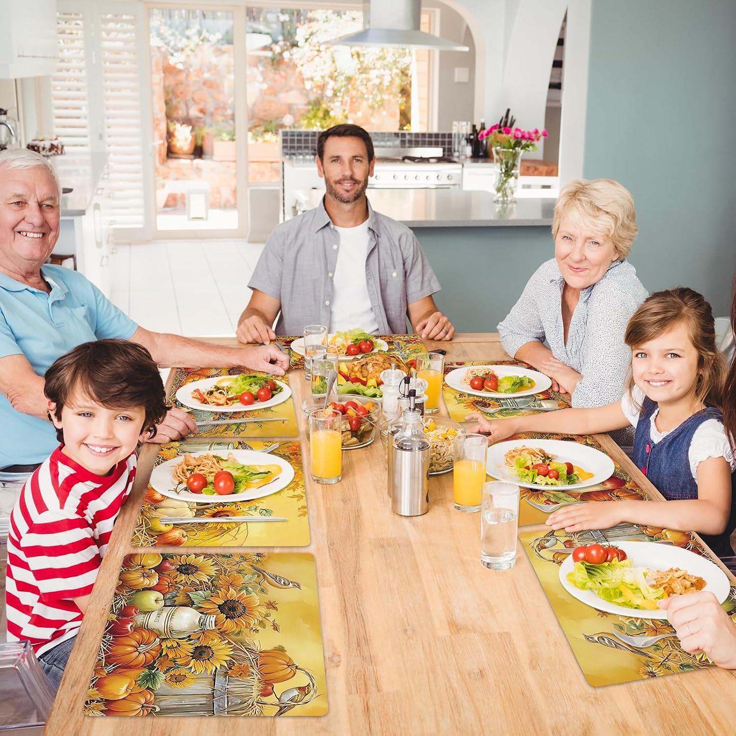 Fall Plastic Placemats Set of 6 Pumpkin Table mats 17×13×0.04in