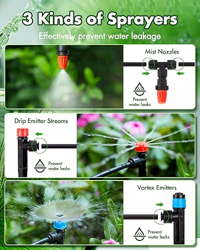 Miniatura 3 de Kits de sistema de riego por goteo de 240 pies, rociador automático de riego de jardín con manguera de tubo de 1/2 y 1/4 de pulgada, equipo de agua