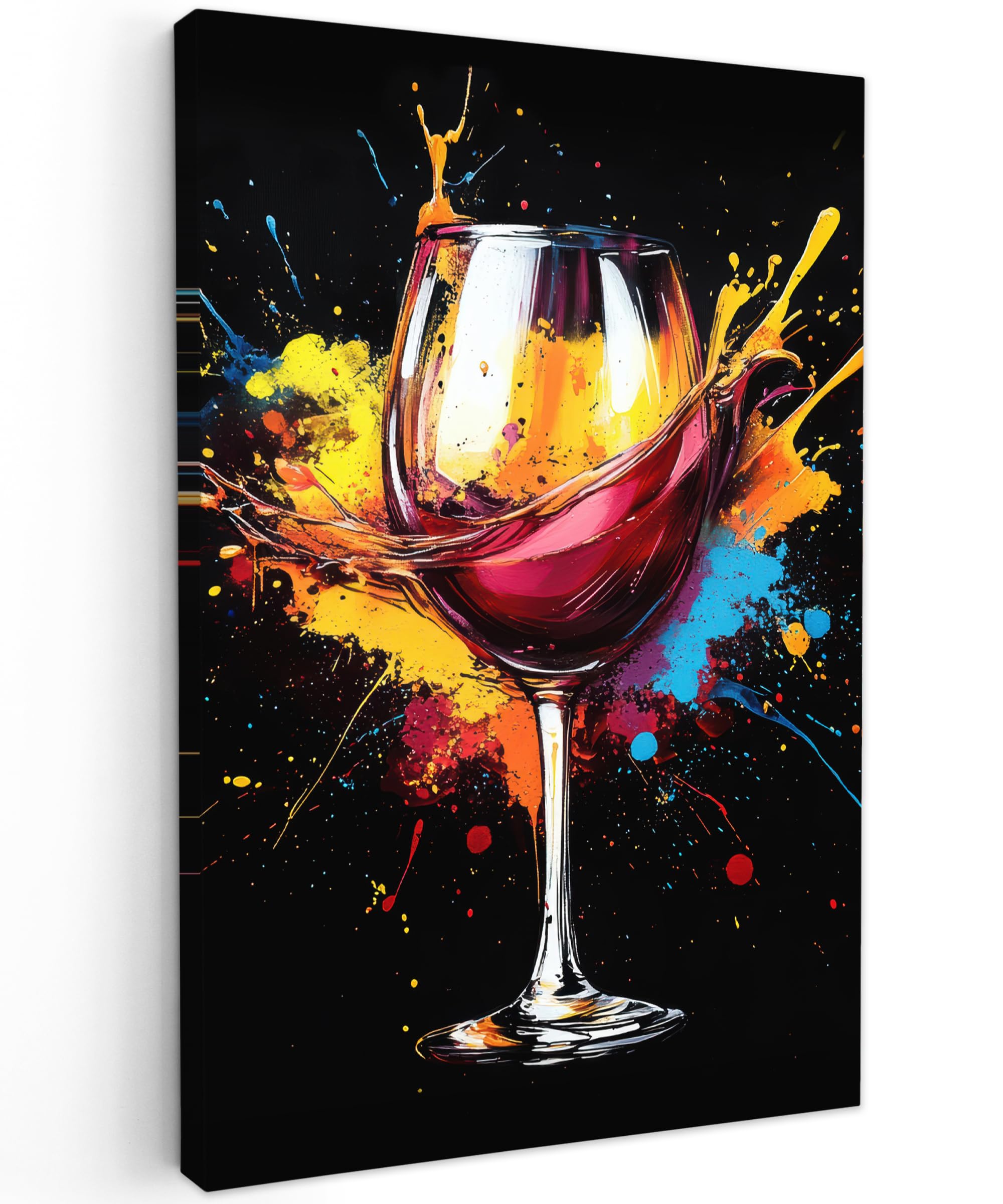 MuchoWow© Impression sur Toile Decoration Murale Peinture 60x90 cm Tableaux Decoratifs Muraux Déco Chambre Tableau Salon Vin - Verre - Graffiti - Apéritif - Rouge - Peinture