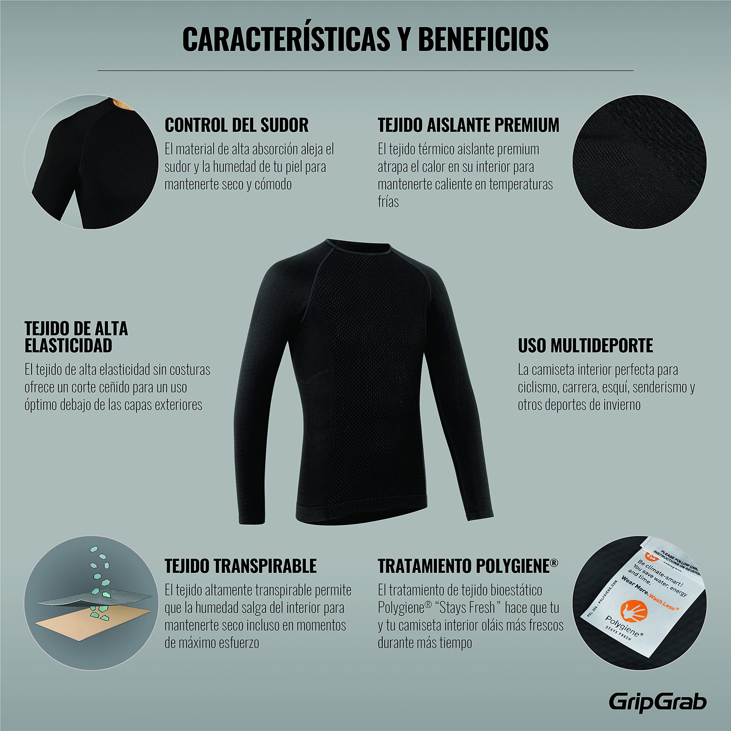 GripGrab Camiseta Interior Térmica Expert Cortavientos Manga Larga Sin Costuras Invierno Ciclismo Transpirable Unisex Camiseta Interior térmica Unisex Adulto (Pack de 1)