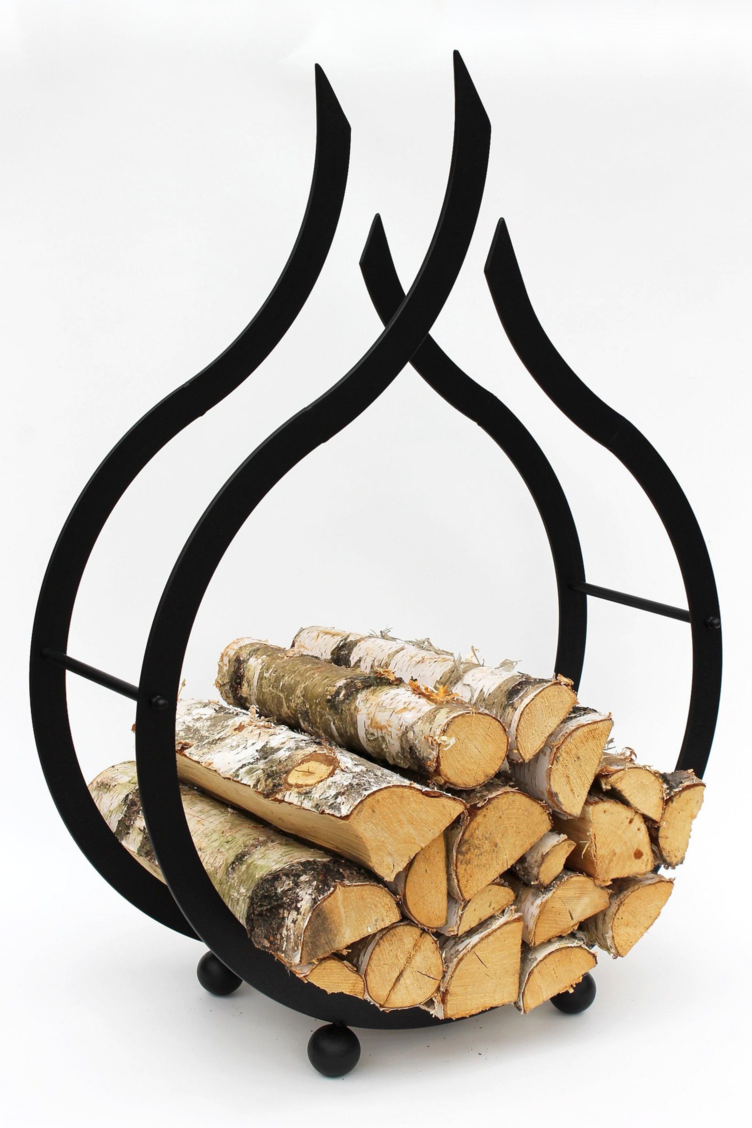 DanDiBo Kaminholzregal Innen Schwarz Kaminholzständer Flamme 78 cm Holzkorb Kaminholzhalter Feuerholzregal Holzregal