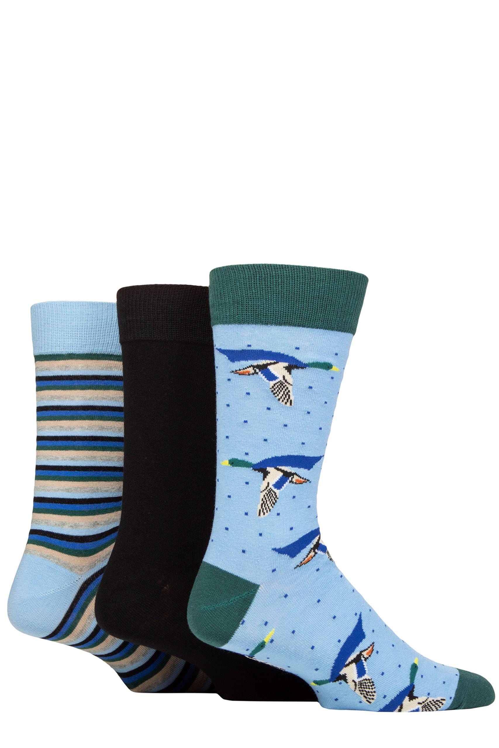 SockShop Wildfeet Mens Novelty Patterned Cotton Socks Pack of 3 Mallards in Capes 7-11