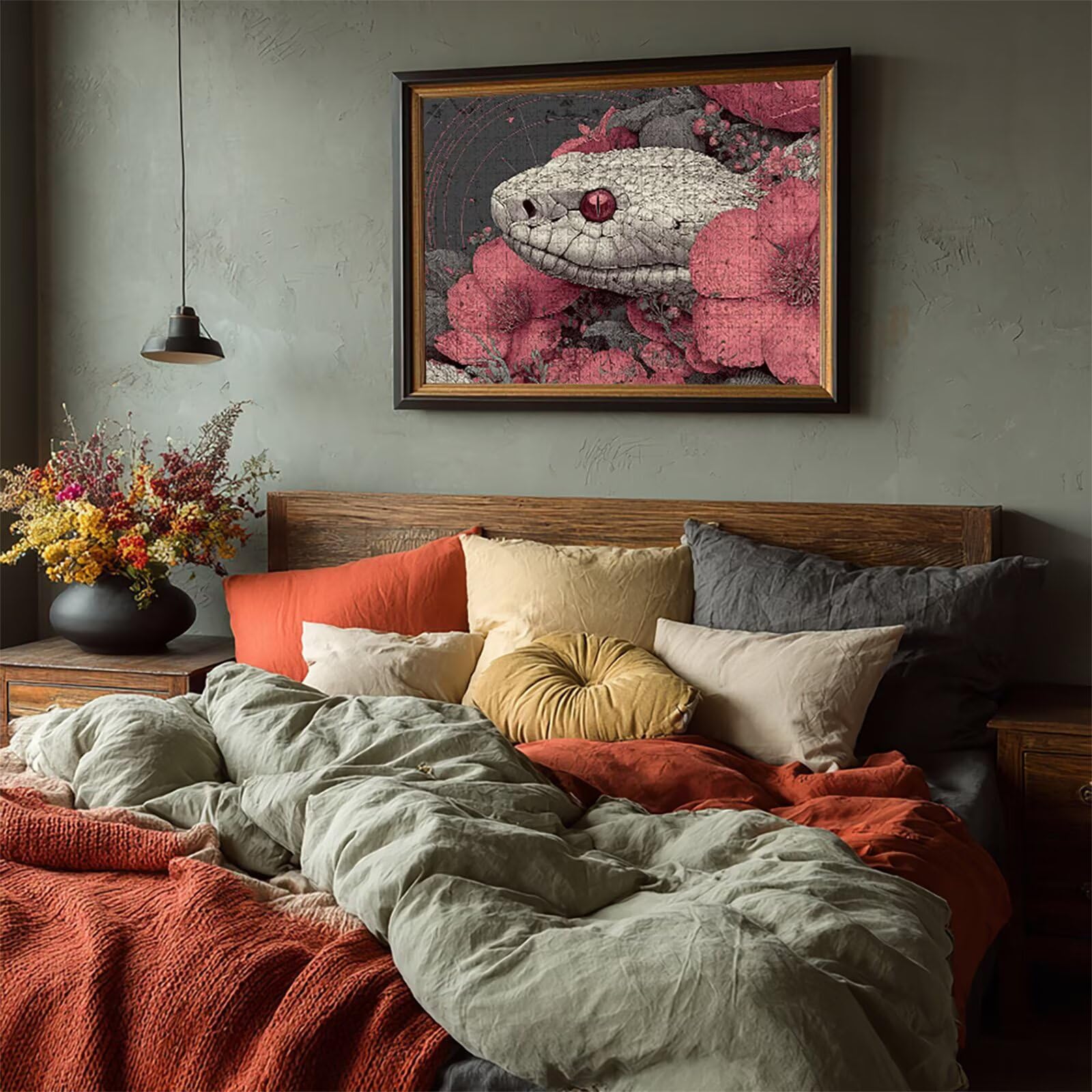 Wąż Puzzle 6000 sztuk dla dorosłych, drewniane puzzle z pudełkiem 179x105cm, puzzle dla dorosłych o wysokiej trudności, gra logiczna, kreatywne hobby, letnie prezenty, (kwiat) 8-3207